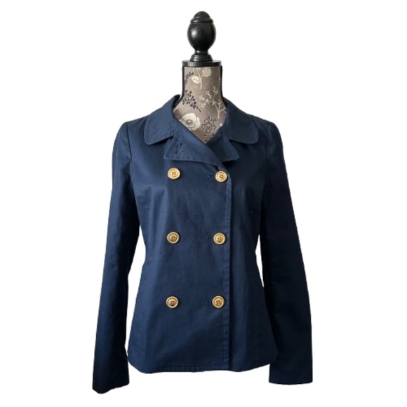 Forever 21 Women's S Navy Double Breasted Sleeved Classic Design Cotton Jacket - Picture 1 of 15